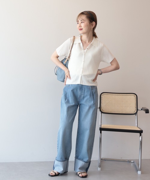 AMERICAN HOLIC(アメリカンホリック)の「ミドルオンスロールアップデニムパンツ(デニムパンツ・レディース・ライトインディゴブルー/ワンウォッシュ・S/L/M)」の10枚目の写真