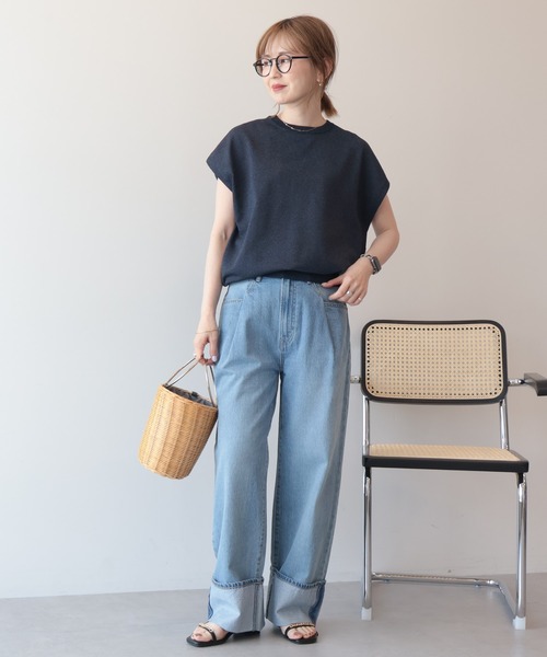 AMERICAN HOLIC(アメリカンホリック)の「ミドルオンスロールアップデニムパンツ(デニムパンツ・レディース・ライトインディゴブルー/ワンウォッシュ・S/L/M)」の12枚目の写真