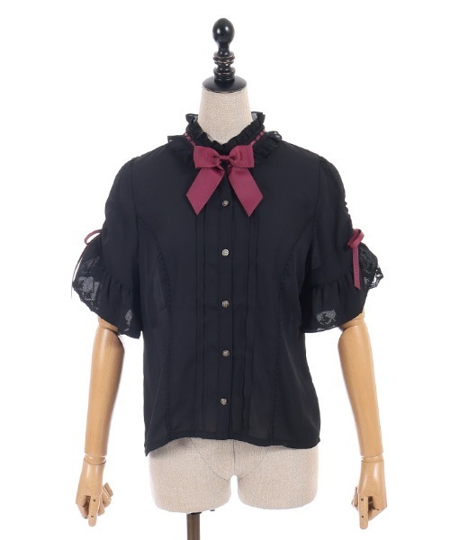 axes femme POETIQUE(アクシーズファムポエティック)の「リボンブローチ付き姫袖風BL(シャツ/ブラウス・レディース・キナリ/ホワイト/ブラック・MEDIUM)」の18枚目の写真