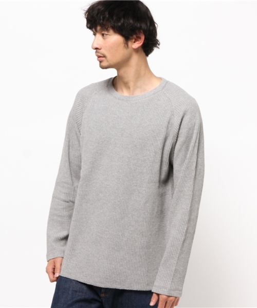 ikka(イッカ)の「ワッフルクルーネックTシャツ(Tシャツ/カットソー・メンズ・ホワイト/ライトグレー/ブラック・LARGE/X-LARGE/MEDIUM)」の1枚目の写真