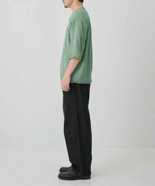 CITY TOKYO(シティトウキョウ)の「【CITY TOKYO/シティートーキョー】Soft linen ヘンリーネック(ニット/セーター・メンズ・ミント/ブラック/ライトベージュ・2/1)」の10枚目の写真