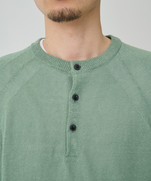 CITY TOKYO(シティトウキョウ)の「【CITY TOKYO/シティートーキョー】Soft linen ヘンリーネック(ニット/セーター・メンズ・ミント/ブラック/ライトベージュ・2/1)」の14枚目の写真