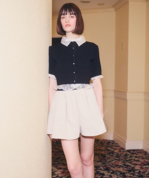 EIMY ISTOIRE(エイミーイストワール)の「SIGN COLLAR CARDIGAN(カーディガン/ボレロ・レディース・ピンク/ブラック/ホワイト・F)」の4枚目の写真