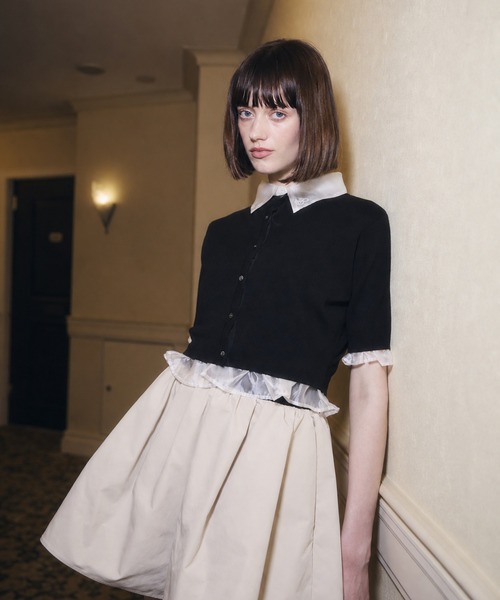 EIMY ISTOIRE(エイミーイストワール)の「SIGN COLLAR CARDIGAN(カーディガン/ボレロ・レディース・ピンク/ブラック/ホワイト・F)」の6枚目の写真