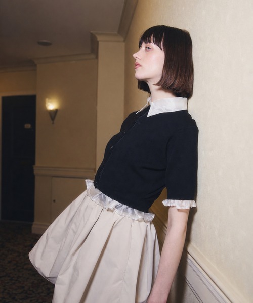 EIMY ISTOIRE(エイミーイストワール)の「SIGN COLLAR CARDIGAN(カーディガン/ボレロ・レディース・ピンク/ブラック/ホワイト・F)」の7枚目の写真