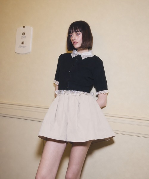 EIMY ISTOIRE(エイミーイストワール)の「SIGN COLLAR CARDIGAN(カーディガン/ボレロ・レディース・ピンク/ブラック/ホワイト・F)」の8枚目の写真