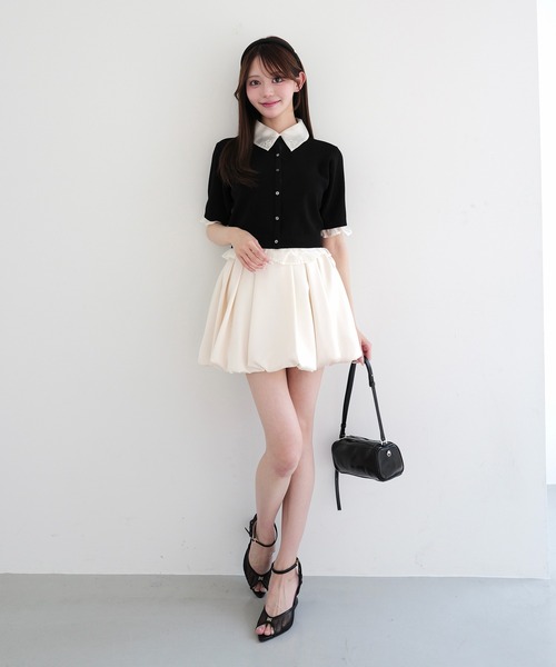 EIMY ISTOIRE(エイミーイストワール)の「SIGN COLLAR CARDIGAN(カーディガン/ボレロ・レディース・ピンク/ブラック/ホワイト・F)」の21枚目の写真