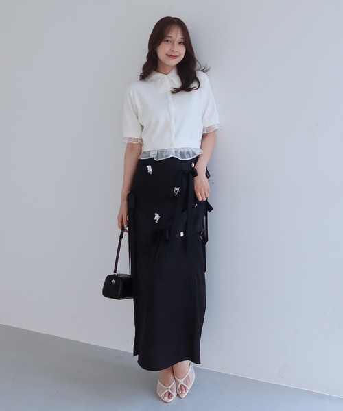 EIMY ISTOIRE(エイミーイストワール)の「SIGN COLLAR CARDIGAN(カーディガン/ボレロ・レディース・ピンク/ブラック/ホワイト・F)」の22枚目の写真