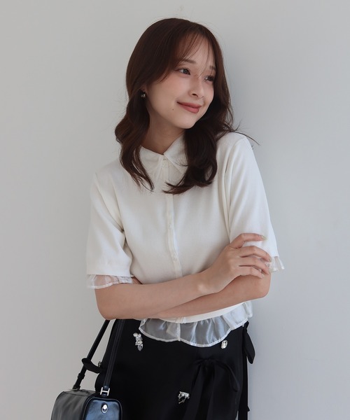 EIMY ISTOIRE(エイミーイストワール)の「SIGN COLLAR CARDIGAN(カーディガン/ボレロ・レディース・ピンク/ブラック/ホワイト・F)」の18枚目の写真