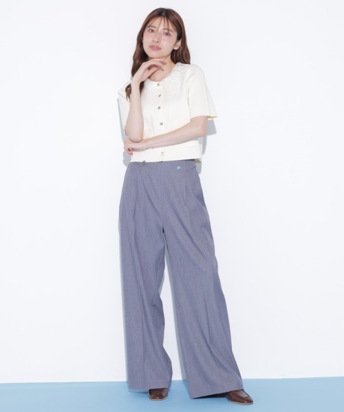 JILL by JILL STUART（ジルバイジルスチュアート）の「【再入荷】レース襟半袖ニットジャケット（ニット/セーター・レディース・ホワイト/ブラウン/ネイビー・FREE）」の17枚目の写真