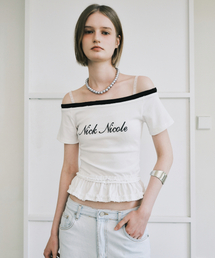 OFF-SHOULDER FRILL CROP TOP_WHITE