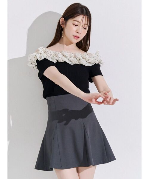 MERCURYDUO(マーキュリーデュオ)の「2WAY異素材ランダムラッフルショートスリーブニット(ニット/セーター・レディース・ベビーピンク/ライトブルー/その他1/ブラウン・FREE)」の13枚目の写真