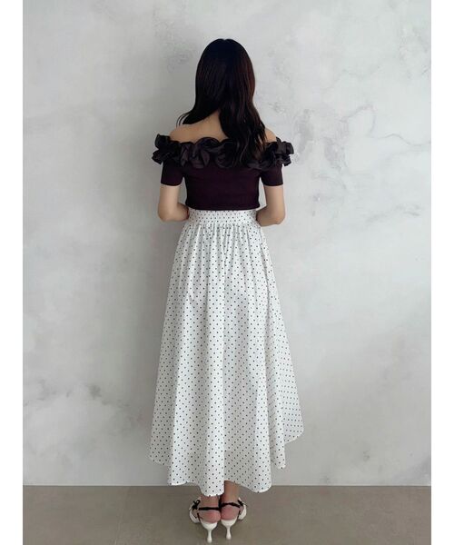 MERCURYDUO(マーキュリーデュオ)の「2WAY異素材ランダムラッフルショートスリーブニット(ニット/セーター・レディース・ベビーピンク/ライトブルー/その他1/ブラウン・FREE)」の19枚目の写真