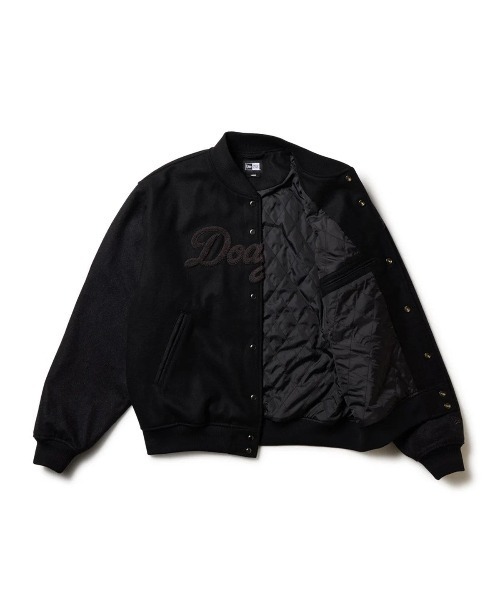 NEW ERA(ニューエラ)の「ニューエラ【NEW ERA】- ロサンゼルスドジャース【Los Angeles Dodgers MELTON VARSITY JACKET BLACK 14682678】(ブルゾン・メンズ・ブラック・XL)」の2枚目の写真