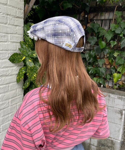 HELLO.SANFRANCISCO(ハローサンフランシスコ)の「【HELLO.SANFRANCISCO】スターチェックレース付きハンチング(ハンチング/ベレー帽・レディース・ブラック/ピンク/ブルー・ONE SIZE)」の7枚目の写真