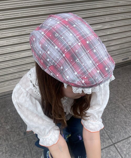 HELLO.SANFRANCISCO(ハローサンフランシスコ)の「【HELLO.SANFRANCISCO】スターチェックレース付きハンチング(ハンチング/ベレー帽・レディース・ブラック/ピンク/ブルー・ONE SIZE)」の8枚目の写真