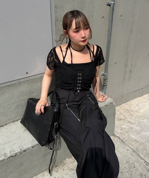 Mavie..7(メヴィセットゥ)の「【Mavie..7】インナーSET異素材カーディガン(シャツ/ブラウス・レディース・オフホワイト/ブラック・FREE)」の16枚目の写真