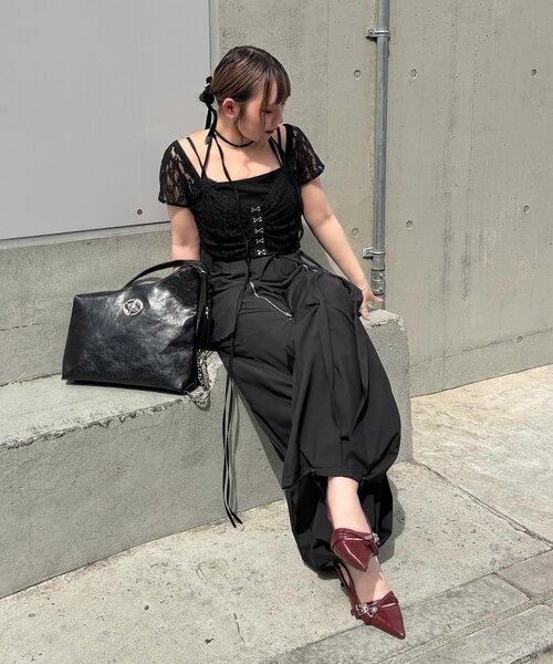 Mavie..7(メヴィセットゥ)の「【Mavie..7】インナーSET異素材カーディガン(シャツ/ブラウス・レディース・オフホワイト/ブラック・FREE)」の17枚目の写真