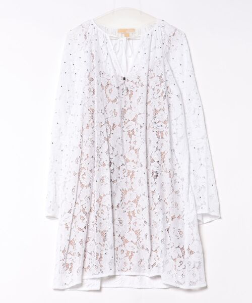 MICHAEL KORS(マイケルコース)の「スタッズ フローラル レース ドレス(ワンピース・レディース・ホワイト・L/S/XS)」の1枚目の写真