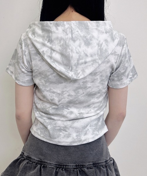 INGNI（イング）の「ムラ染めダブルジップフード付きリブトップス（Tシャツ/カットソー・レディース・ブラック/オフホワイト/ブラウン・M）」の13枚目の写真