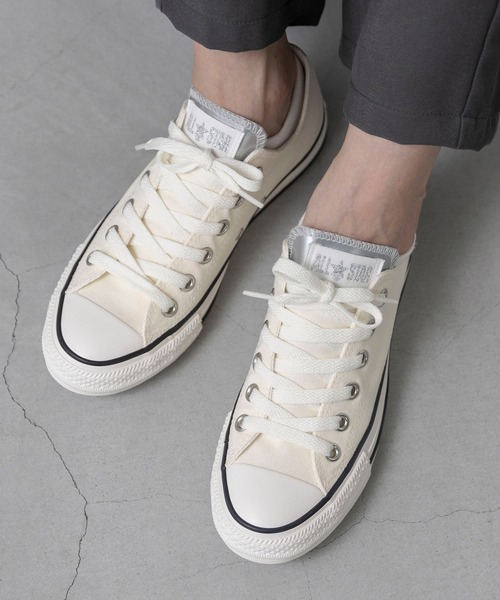 CONVERSE（コンバース）の「CONVERSE コンバース ALL STAR PM OX オールスター シルバーパッチ スニーカー（スニーカー・レディース・ホワイト/ブラック/グレー・22.5cm/22.0cm/23.0cm/25.0cm/24.5cm/24.0cm/23.5cm/26.5cm/26.0cm/25.5cm）」の2枚目の写真