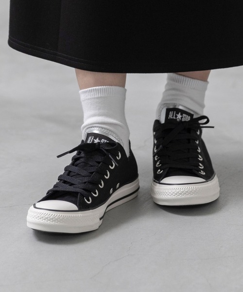 CONVERSE（コンバース）の「CONVERSE コンバース ALL STAR PM OX オールスター シルバーパッチ スニーカー（スニーカー・レディース・ホワイト/ブラック/グレー・22.5cm/22.0cm/23.0cm/25.0cm/24.5cm/24.0cm/23.5cm/26.5cm/26.0cm/25.5cm）」の3枚目の写真