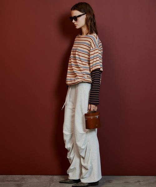 MAISON SPECIAL(メゾンスペシャル)の「Double Border T-Shirt/ダブルボーダーTシャツ(Tシャツ/カットソー・レディース・パープル/ピンク/ブラウン/グリーン・FREE)」の6枚目の写真