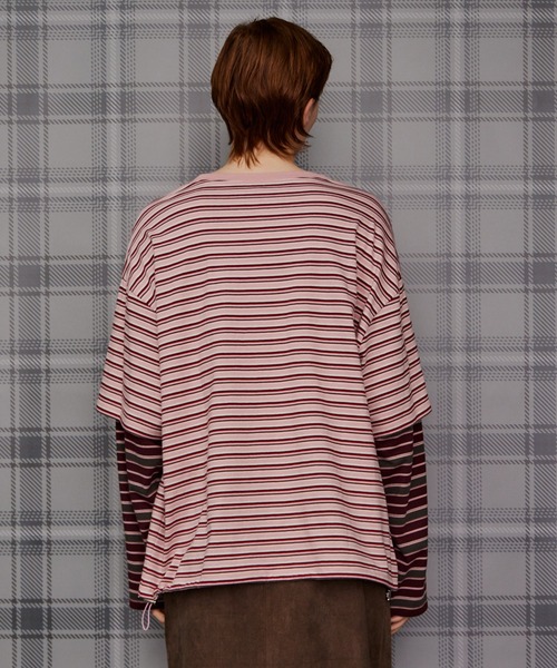 MAISON SPECIAL(メゾンスペシャル)の「Double Border T-Shirt/ダブルボーダーTシャツ(Tシャツ/カットソー・レディース・パープル/ピンク/ブラウン/グリーン・FREE)」の19枚目の写真