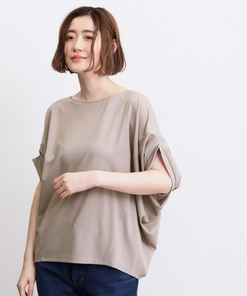 grove（グローブ）の「【持続冷感・体型カバー】サテンパイピングドルマンカットソー（Tシャツ/カットソー・レディース・ブラック/ブルー系その他/オフホワイト/グレー・03/02/04/05）」の3枚目の写真