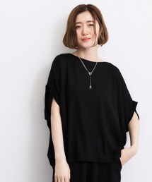【持続冷感・体型カバー】サテンパイピングドルマンカットソー