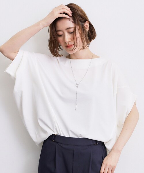 grove（グローブ）の「【持続冷感・体型カバー】サテンパイピングドルマンカットソー（Tシャツ/カットソー・レディース・ブラック/ブルー系その他/オフホワイト/グレー・03/02/04/05）」の17枚目の写真