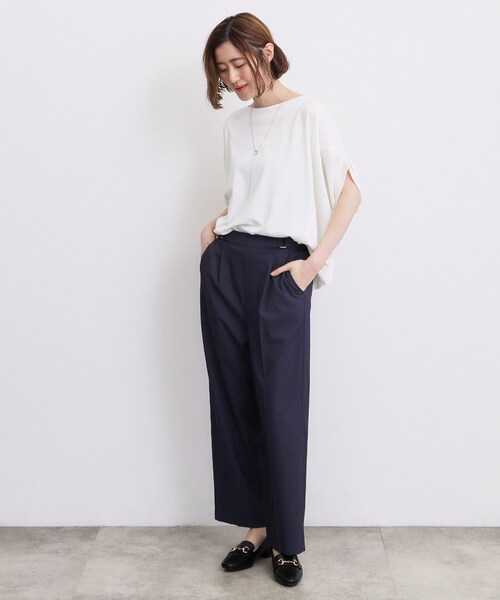 grove（グローブ）の「【持続冷感・体型カバー】サテンパイピングドルマンカットソー（Tシャツ/カットソー・レディース・ブラック/ブルー系その他/オフホワイト/グレー・03/02/04/05）」の19枚目の写真