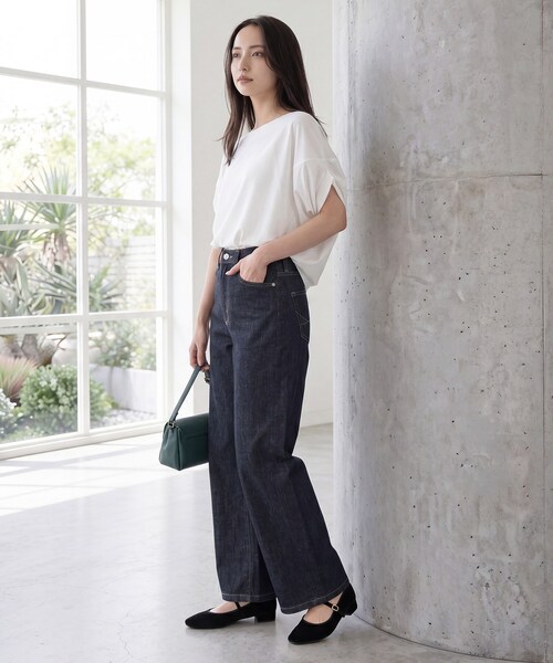 grove（グローブ）の「【持続冷感・体型カバー】サテンパイピングドルマンカットソー（Tシャツ/カットソー・レディース・ブラック/ブルー系その他/オフホワイト/グレー・03/02/04/05）」の22枚目の写真
