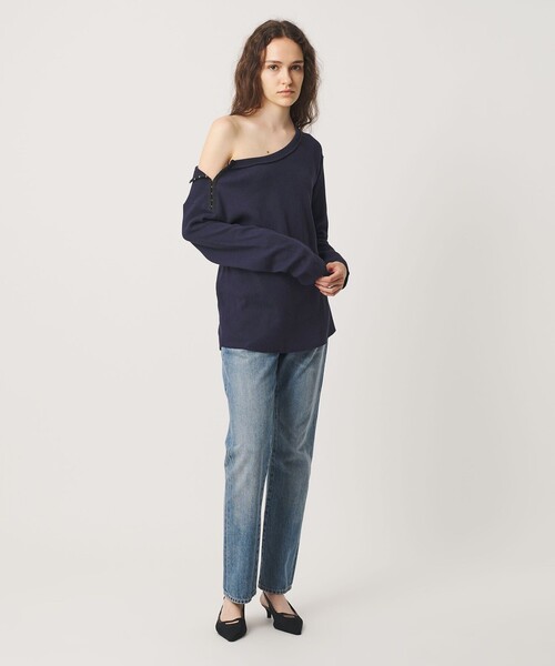 ATTISESSION(アティセッション)の「<ATTISESSION>ホック サーマル トップス(Tシャツ/カットソー・レディース・ホワイト/ネイビー・FREE)」の4枚目の写真