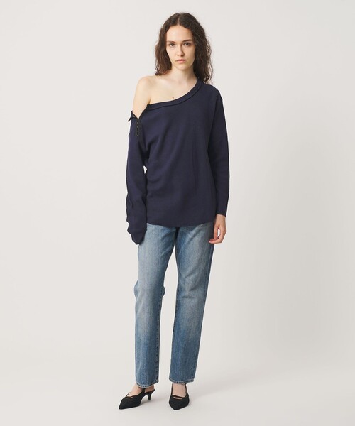 ATTISESSION(アティセッション)の「<ATTISESSION>ホック サーマル トップス(Tシャツ/カットソー・レディース・ホワイト/ネイビー・FREE)」の5枚目の写真