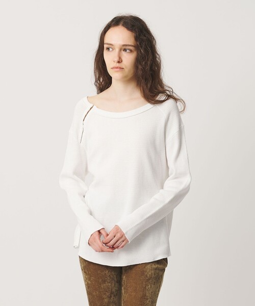 ATTISESSION(アティセッション)の「<ATTISESSION>ホック サーマル トップス(Tシャツ/カットソー・レディース・ホワイト/ネイビー・FREE)」の7枚目の写真