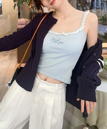 カップ付き刺繍ロゴキャミソール