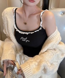 カップ付き刺繍ロゴキャミソール