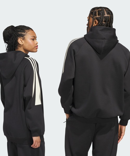 adidas(アディダス)の「アディダス バスケットボール スリーストライプス フリースパーカー(ジェンダーニュートラル) / アディダス adidas(パーカー・メンズ・ブラック・XX-LARGE/3XL/LARGE/MEDIUM/SMALL/X-LARGE/X-SMALL)」の2枚目の写真