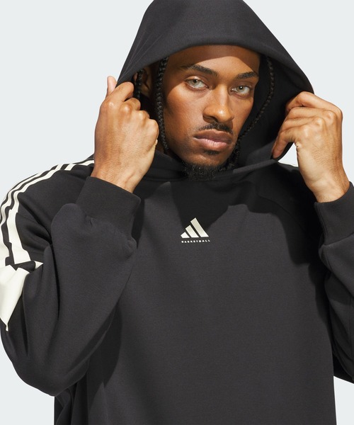 adidas(アディダス)の「アディダス バスケットボール スリーストライプス フリースパーカー(ジェンダーニュートラル) / アディダス adidas(パーカー・メンズ・ブラック・XX-LARGE/3XL/LARGE/MEDIUM/SMALL/X-LARGE/X-SMALL)」の6枚目の写真