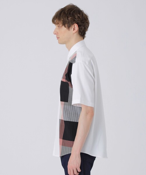 BLACK LABEL CRESTBRIDGE（ブラックレーベル・クレストブリッジ）の「パーシャルパナマサッカーチェックシャツ（シャツ/ブラウス・メンズ・ブラック/オフホワイト・M/S/XL/L）」の4枚目の写真