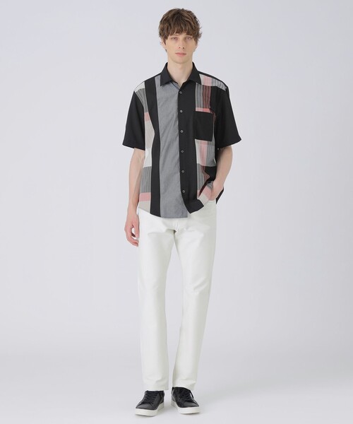 BLACK LABEL CRESTBRIDGE（ブラックレーベル・クレストブリッジ）の「パーシャルパナマサッカーチェックシャツ（シャツ/ブラウス・メンズ・ブラック/オフホワイト・M/S/XL/L）」の8枚目の写真