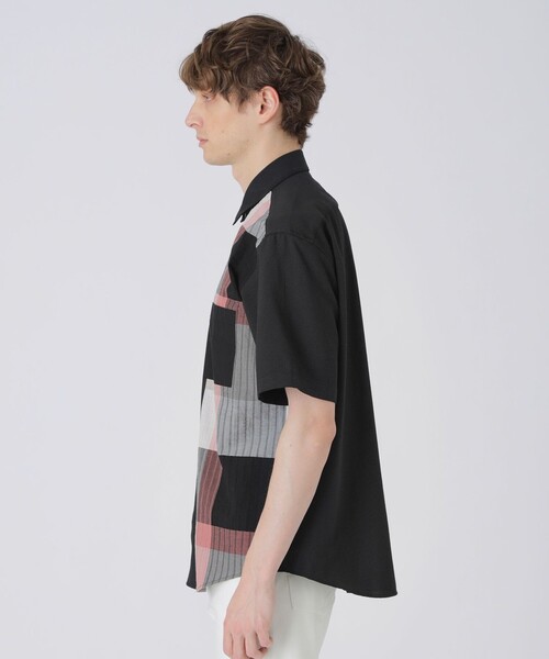 BLACK LABEL CRESTBRIDGE（ブラックレーベル・クレストブリッジ）の「パーシャルパナマサッカーチェックシャツ（シャツ/ブラウス・メンズ・ブラック/オフホワイト・M/S/XL/L）」の9枚目の写真