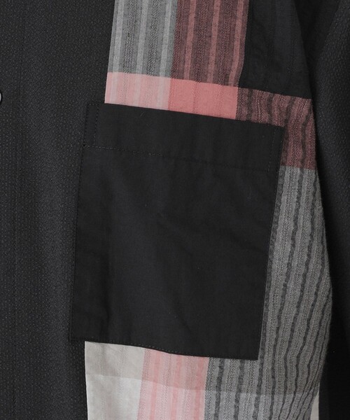 BLACK LABEL CRESTBRIDGE（ブラックレーベル・クレストブリッジ）の「パーシャルパナマサッカーチェックシャツ（シャツ/ブラウス・メンズ・ブラック/オフホワイト・M/S/XL/L）」の11枚目の写真