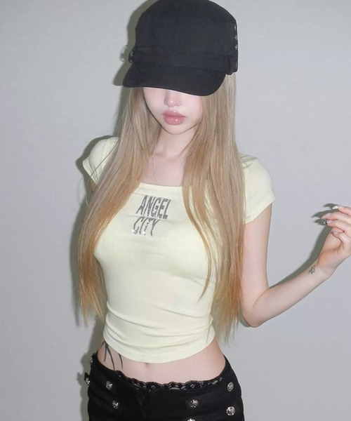 .KOM（ドットコム）の「A'GEM/9 × .kom 『.KOM/ドットケーオーエム』 エンジェルウィングプリントTシャツ（Tシャツ/カットソー・レディース・グリーン/イエロー・FREE）」の8枚目の写真
