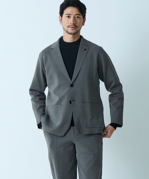 TETE HOMME(テットオム)の「ミラノリブニットジャケット / ウォッシャブル / セットアップ対応(テーラードジャケット・メンズ・ライトグレー/ブラック/チャコールグレー・X-LARGE/LARGE/MEDIUM)」の1枚目の写真