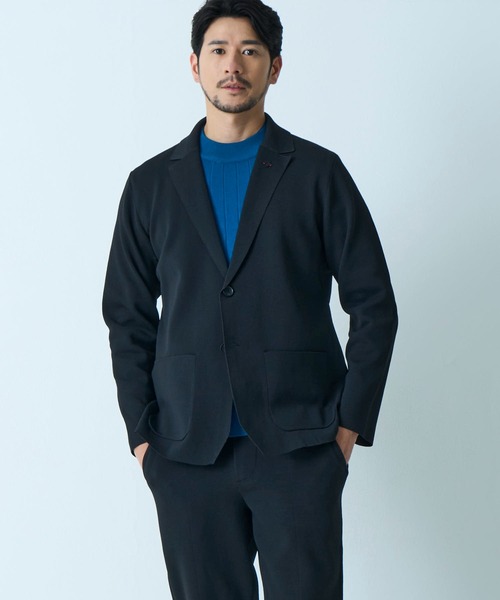 TETE HOMME(テットオム)の「ミラノリブニットジャケット / ウォッシャブル / セットアップ対応(テーラードジャケット・メンズ・ライトグレー/ブラック/チャコールグレー・X-LARGE/LARGE/MEDIUM)」の2枚目の写真