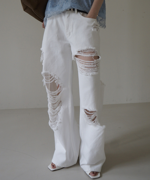 PROJECT WAVE(プロジェクトウェーブ)の「VINTAGE WIDE PANTS-IVORY(デニムパンツ・レディース・アイボリー・MEDIUM/LARGE/SMALL)」の3枚目の写真