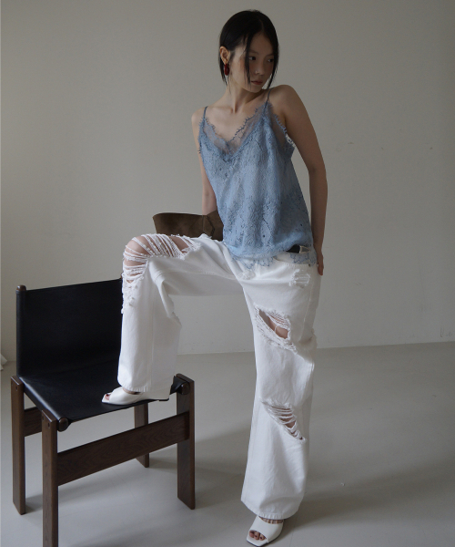 PROJECT WAVE(プロジェクトウェーブ)の「VINTAGE WIDE PANTS-IVORY(デニムパンツ・レディース・アイボリー・MEDIUM/LARGE/SMALL)」の2枚目の写真