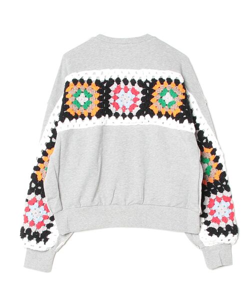 DISCOVERED(ディスカバード)の「DISCOVERED(ディスカバード) 別注CROCHET SLEEVE SWEAT/WOMENS(スウェット・レディース・グレー/ブラック・F)」の1枚目の写真